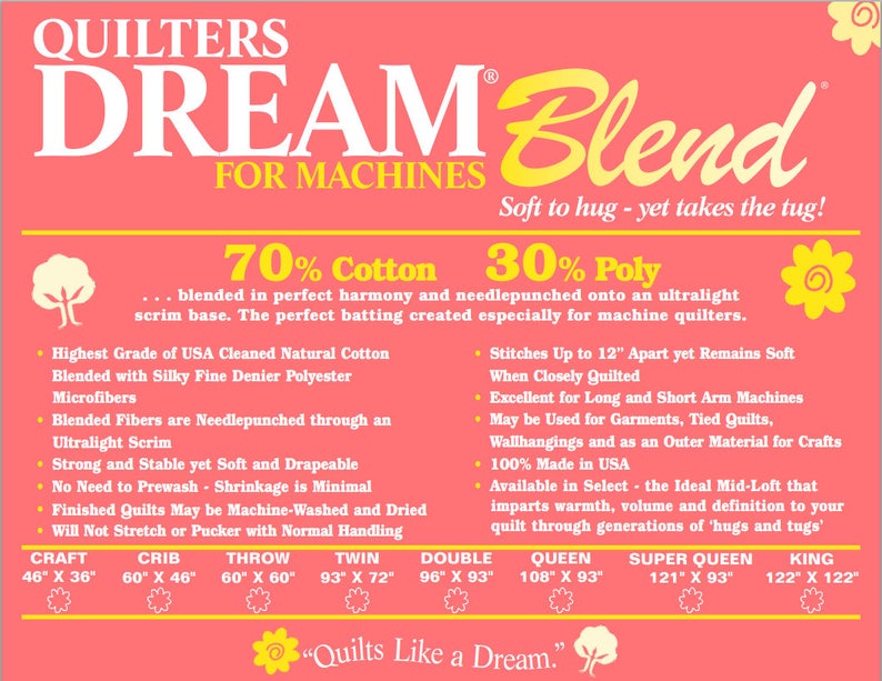 Quilters Dream Dream Blend 70/30 for Machines – Piece N Quilt